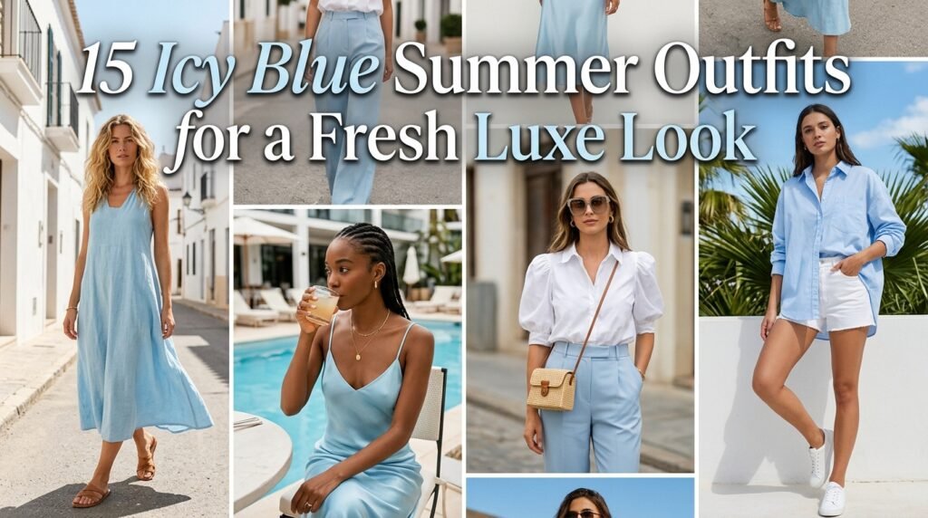 Icy blue summer outfits for a fresh and luxurious look.