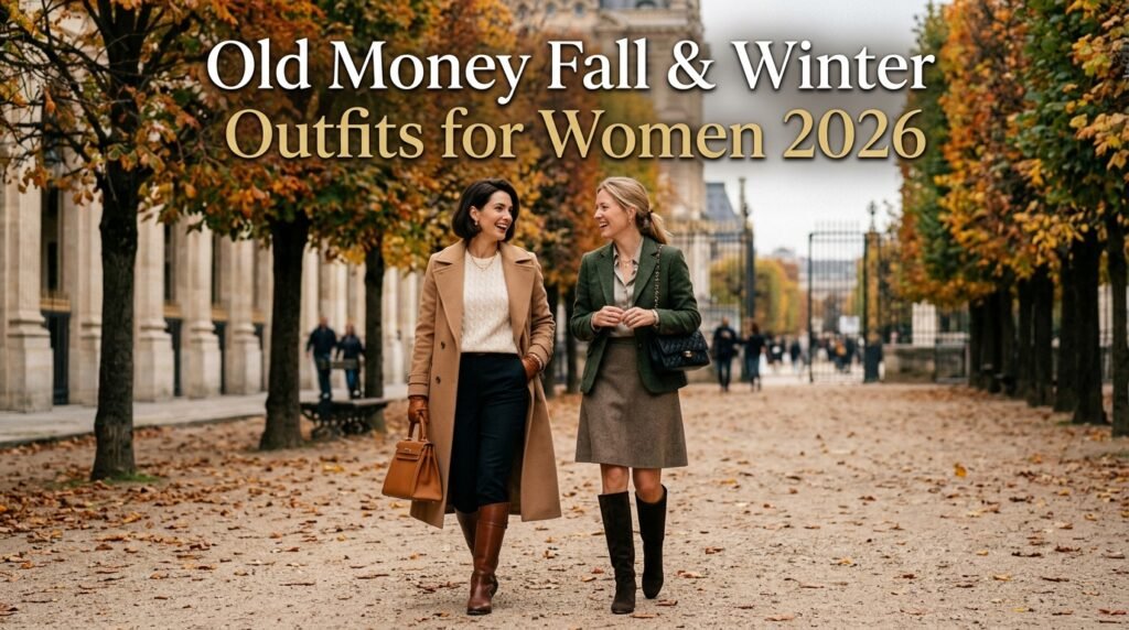 Elegant old money fall and winter outfits for women.